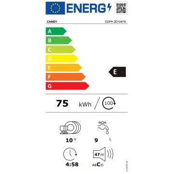 Candy CDPH 2D1047S Ελεύθερο Πλυντήριο Πιάτων για 10 Σερβίτσια Π44.8xY84.6εκ. Inox